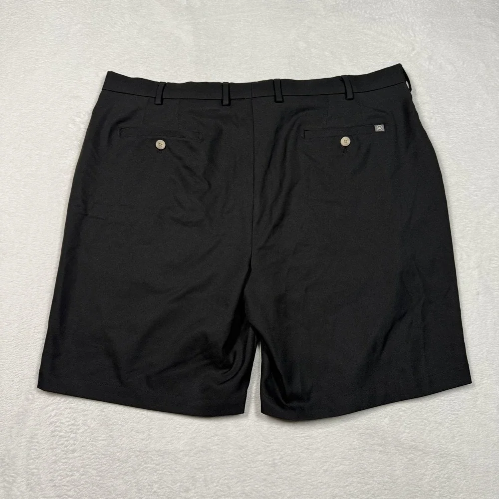 Peter Millar Shorts‎ Mens 40 Black Performance Golf Chino Flat Front Crown Logo